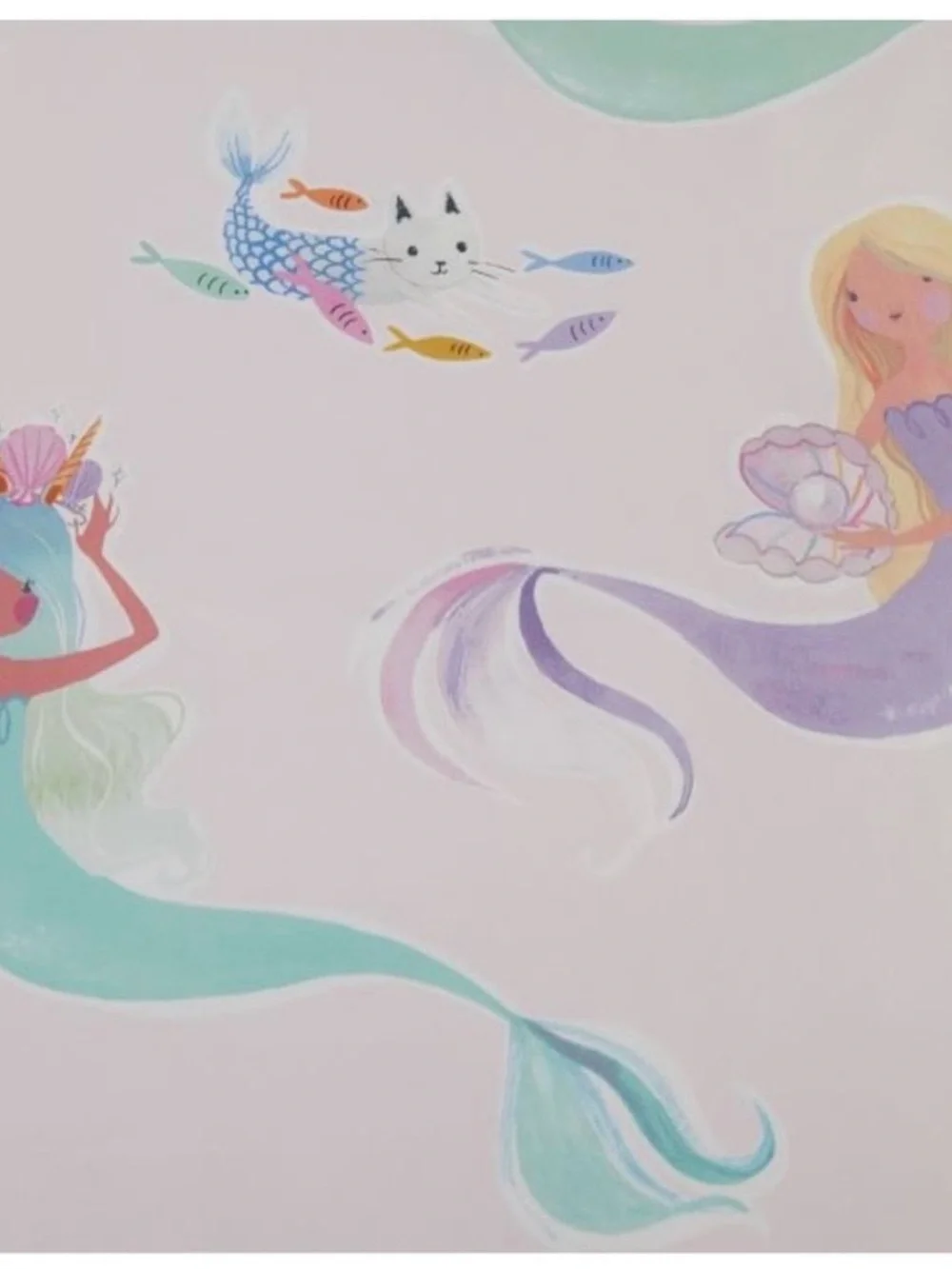 Pottery Barn Kids Organic Cotton Gemma Mermaid w/ Cats Full/Queen Duvet Cover